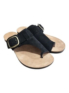 Dansko Rylee Black Suede Toe Post Slide Sandals Women's Size 39 US 8.5-9